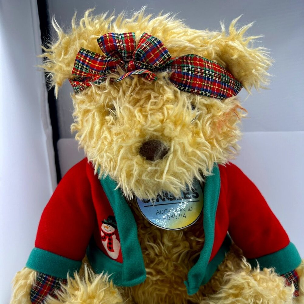 Hallmark Merrily Teddy Bear Christmas Plush Stuffed Animal Toy Red & Green Plaid